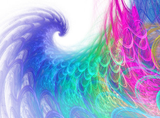 blue, green and magenta fractal swirl on white background