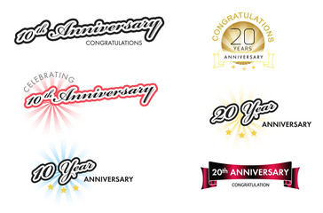 Anniversary labels collection, vector illustration