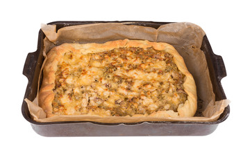 cheese chicken pie in a large bowl