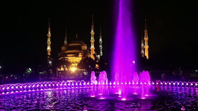 Blue Mosque in Istanbul, Turkey View at early evening. Sultan Ah