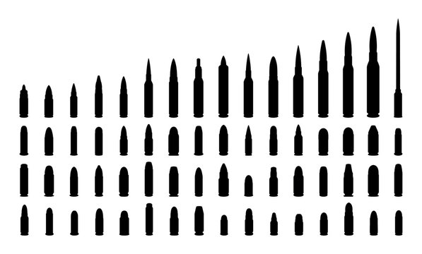 Various types ammunition silhouettes.