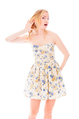 Young woman trying to listen