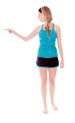 Young woman showing something