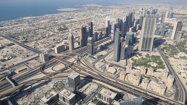 DUBAI, UAE - NOVEMBER 13: Aerial view of Downtown Dubai