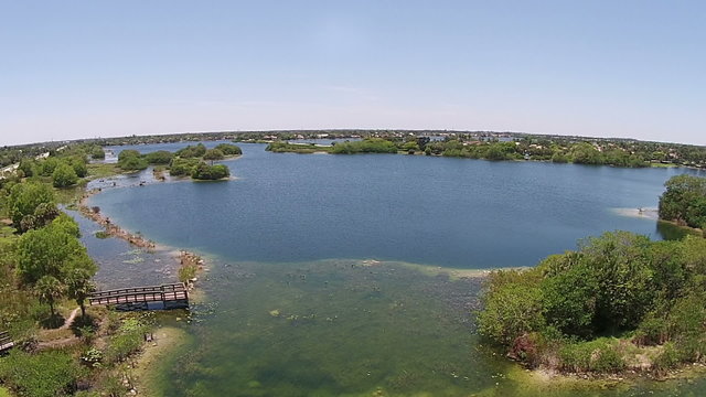 Florida lake and scenery 350 deg aerial view