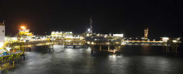 Gas or flare burn on offshore platform