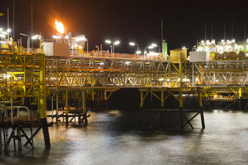 Gas or flare burn on offshore platform