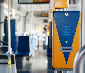 Ticket validator in a tram close-up. Dresden, Germany.