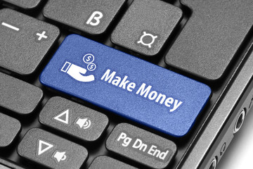 Make Money. Blue hot key on computer keyboard.