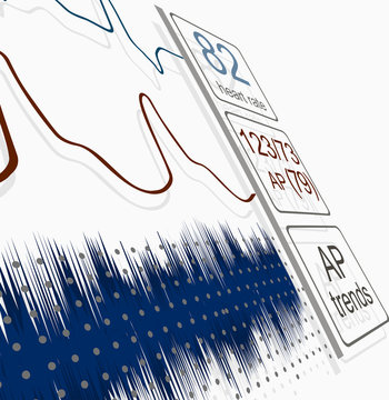 ECG, BP Curves On The Monitor. Medical Vector