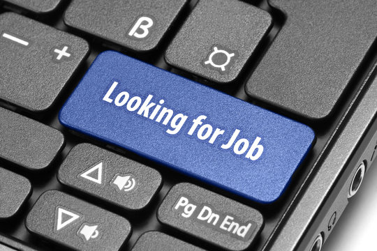 Looking for Job. Blue hot key on computer keyboard.