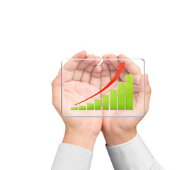 Graph on hand, local businessmen