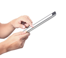 touch screen tablet in hand