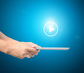 Fototapeta premium touch screen tablet in hand