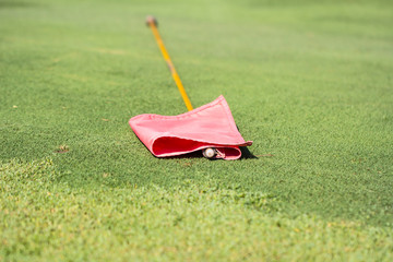 Flag on the golf course.