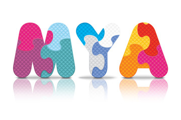 Vector MYA written with alphabet puzzle