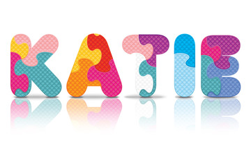Vector KATIE written with alphabet puzzle