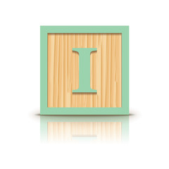 Vector letter I wooden alphabet block
