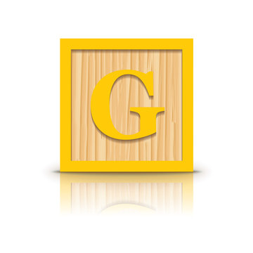 Vector letter G wooden alphabet block