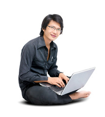 Young asian man with laptop