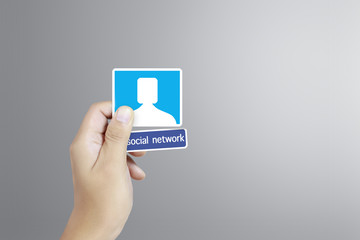  holding paper with social network