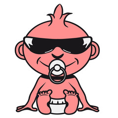 Baby sitzt sonnenbrille