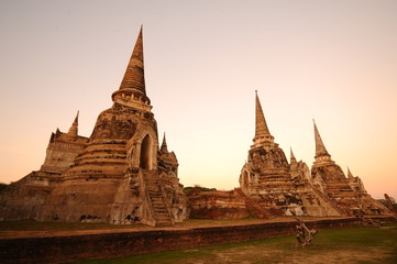 twilight time of  Wat Phra Sri Sanphet, Ayutthaya, Thailand