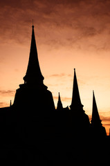 Silhouette of Wat Phra Sri Sanphet , Ayutthaya , Thailand