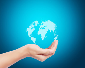 modern social buttons in  hand