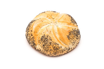 Kaiser Roll With Poppy Seeds Isolated