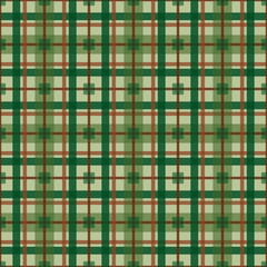 Seamless checked green and brown pattern. Vector illustration