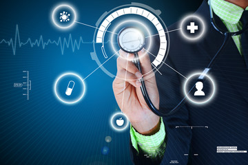 young doctor showing stethoscope