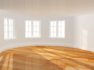 Empty room with bay window