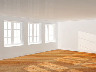 Empty room with parquet floor