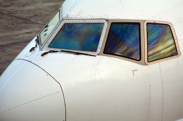 Fototapeta na wymiar Airplane cockpit windscreen