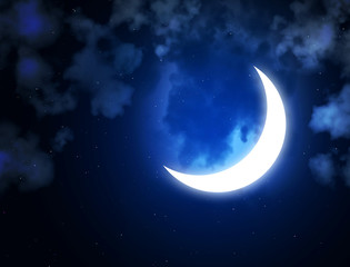 Fototapeta na wymiar Bright moon in the night sky