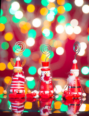 christmas toys with neon background