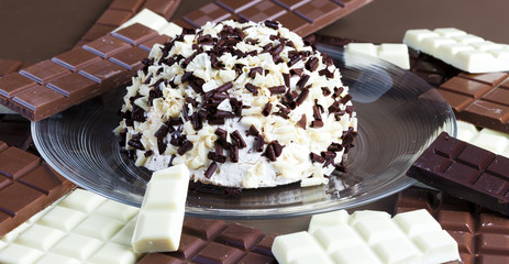still life of chocolate with chocolate cake