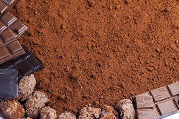 still life of chocolate in cocoa