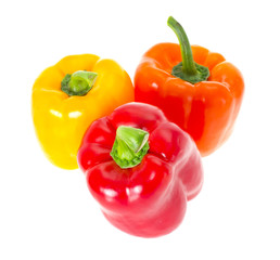 Colored Fresh Sweet Pepper Isolated on White Background