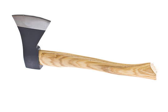 Axe with Wooden Handle Isolated on White