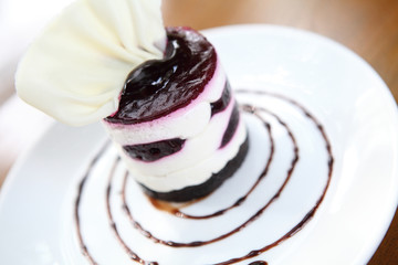 Blueberry cheesecake slice