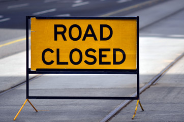 Road closed sign and symbol
