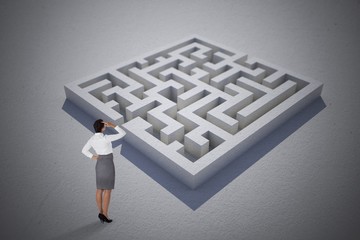 Composite image of businesswoman scratching her head