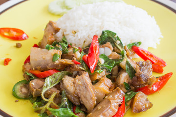 Basil fried pork with rice