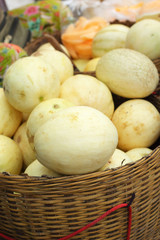 Fototapeta na wymiar yellow cantaloupe - asia fruit in the market