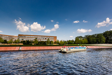 Obraz premium A Boat Trip in the Spree River, Berlin, Germany