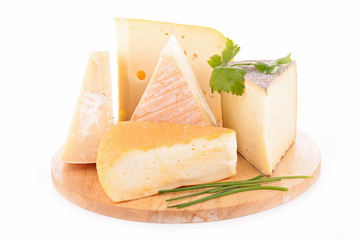 assortment of cheese on board