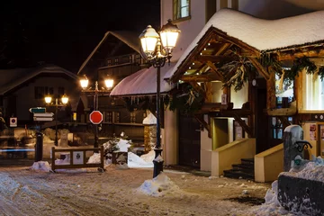 Foto op Canvas Illuminated Street of Megeve on Christmas Eve, French Alps, Fran © anshar73