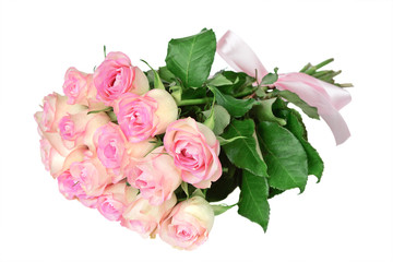 Obraz na płótnie Canvas Pink roses on white background